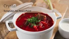  Presentation with red beet root - Presentation design with bowl-of-red-beet-root background and a coral colored foreground