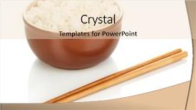  Presentation with chopsticks - PPT theme consisting of bowl of rice and chopsticks background and a lemonade colored foreground