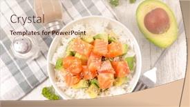 Presentation with avocado - PPT theme having bowl-of-rice-avocado background and a lemonade colored foreground