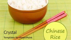  Presentation with chopsticks - Cool new PPT theme with bowl of rice with chopsticks backdrop and a yellow colored foreground
