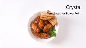  Presentation with roasted chicken - Audience pleasing presentation theme consisting of bowl of roasted chicken wings backdrop and a sky blue colored foreground