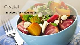  Presentation with bowl - Audience pleasing slides consisting of bowl-of-roasted-sliced-red backdrop and a soft green colored foreground