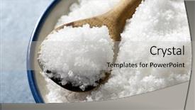  Presentation with salt - Presentation having bowl of sea salt flakes background and a light gray colored foreground