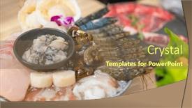  Presentation with seafood - Slide set having bowl-of-seafood-for-hotpot background and a tawny brown colored foreground