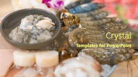 Presentation with seafood - Presentation theme consisting of bowl-of-seafood-for-hotpot background and a tawny brown colored foreground