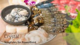  Presentation with seafood - Slide set with bowl-of-seafood-for-hotpot background and a coral colored foreground