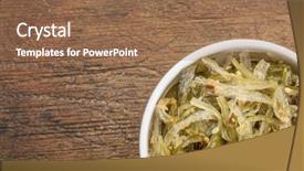  Presentation with rustic wood - Colorful slide deck enhanced with bowl of seaweed salad base backdrop and a  colored foreground
