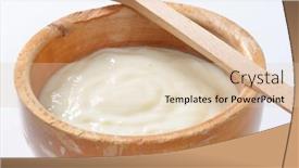  Presentation with pudding - Cool new PPT layouts with bowl of semolina pudding and wooden spoon - detail backdrop and a lemonade colored foreground