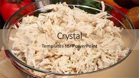  Presentation with restaurant kitchen - Cool new PPT theme with bowl of shredded chicken breast in bowl in kitchen or restaurant backdrop and a lemonade colored foreground