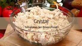  Presentation with restaurant kitchen - Slides with bowl of shredded chicken breast in bowl in kitchen or restaurant background and a lemonade colored foreground