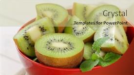  Presentation with kiwi - Presentation theme enhanced with bowl-of-sliced-kiwi-close background and a mint green colored foreground