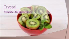  Presentation with kiwi - PPT theme featuring bowl-of-sliced-kiwi background and a sky blue colored foreground