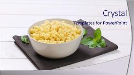  Presentation with fossils petrified fossil shells - PPT layouts consisting of bowl of small pasta shells background and a sky blue colored foreground