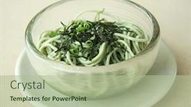  Presentation with noodles - Amazing presentation theme having bowl of soba noodles traditional japanese cuisine backdrop and a mint green colored foreground