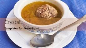  Presentation with meatball - Presentation design enhanced with bowl-of-soup-with-meatball background and a gold colored foreground