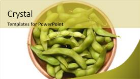  Presentation with soy - Colorful presentation enhanced with bowl of soy beans edamame backdrop and a yellow colored foreground