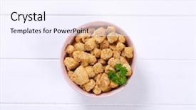  Presentation with soy - Presentation theme consisting of bowl of soy meat cubes background and a  colored foreground