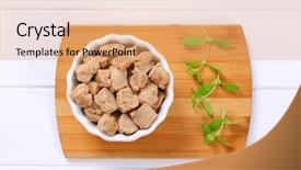  Presentation with cutting board - Cool new theme with bowl of soy meat cubes backdrop and a  colored foreground