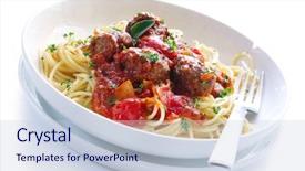  Presentation with spaghetti - Colorful PPT theme enhanced with bowl of spaghetti and meatball backdrop and a lemonade colored foreground
