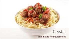  Presentation with spaghetti - PPT theme with bowl-of-spaghetti-with-meatballs background and a lemonade colored foreground