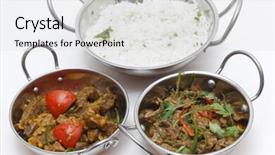  Presentation with curry leaves - Theme enhanced with coriander leaves and sliver background and a light gray colored foreground