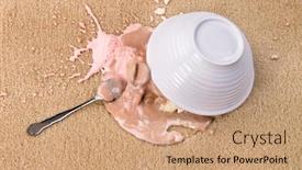  Presentation with ice cream - Audience pleasing theme consisting of bowl-of-spilled-neopolitan-ice backdrop and a coral colored foreground