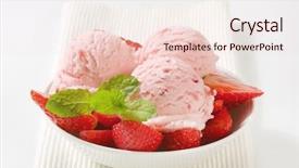 Presentation with ice cream strawberry - Slides enhanced with bowl of strawberry ice cream background and a lemonade colored foreground