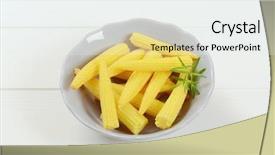  Presentation with sweet corn - Presentation design featuring bowl of sweet baby corn background and a white colored foreground