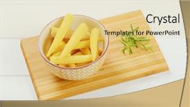  Presentation with sweet corn - Colorful slide set enhanced with bowl of sweet baby corn backdrop and a blonde colored foreground