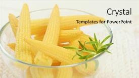  Presentation with sweet corn - Cool new PPT theme with bowl of sweet baby corn backdrop and a blonde colored foreground