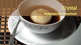  Presentation with che - Slides consisting of bowl of sweet glutinous ball background and a tawny brown colored foreground