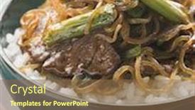  Presentation with soy - Cool new presentation theme with bowl-of-sweet-soy-beef backdrop and a tawny brown colored foreground