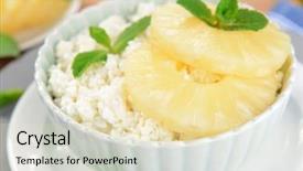  Presentation with pineapple - Cool new PPT theme with bowl of tasty cottage cheese with pineapple on wooden table backdrop and a lemonade colored foreground