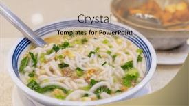  Presentation with noodles - PPT theme consisting of bowl-of-the-thick-rice background and a coral colored foreground