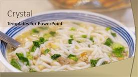  Presentation with noodles - Presentation theme enhanced with bowl-of-the-thick-rice background and a coral colored foreground