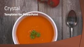  Presentation with rustic wood - Colorful PPT theme enhanced with bowl-of-tomato-soup backdrop and a tawny brown colored foreground