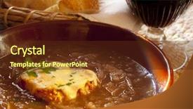  Presentation with red wine cheese - PPT layouts with bowl of tradiitonal french onion background and a tawny brown colored foreground