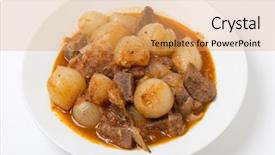  Presentation with greek - Amazing PPT theme having bowl of traditional greek stifado backdrop and a  colored foreground