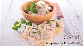  Presentation with spread - Colorful presentation enhanced with bowl-of-tuna-spread-canape backdrop and a lemonade colored foreground