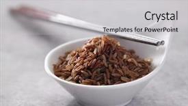  Presentation with chopstick - Slide set with bowl of uncooked brown rice and chopstick background and a light gray colored foreground