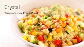  Presentation with couscous - Presentation featuring bowl-of-vegetarian-couscous background and a lemonade colored foreground