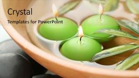  Presentation with rustic purple floral pebble water - Presentation having bowl of water with candles background and a  colored foreground