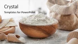  Presentation with flour - Audience pleasing slide set consisting of bowl of wheat flour backdrop and a white colored foreground
