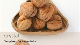  Presentation with bowl - PPT theme with bowl-of-whole-walnuts background and a coral colored foreground