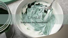  Presentation with green yogurt - Slide set consisting of bowl-of-yogurt-with-healthy background and a mint green colored foreground