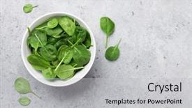  Presentation with top view of appetizing fresh - Slides with bowl on stone table top background and a light gray colored foreground