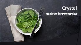  Presentation with top view of appetizing fresh - Beautiful PPT theme featuring bowl on stone table top backdrop and a dark gray colored foreground