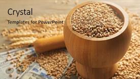  Presentation with grains - Presentation theme having bowl on wooden background agricultural background and a  colored foreground