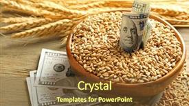  Presentation with grains - Presentation theme having bowl on wooden background agricultural background and a  colored foreground