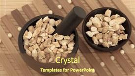  Presentation with chinese medicine - Beautiful PPT theme featuring bowl panaz schinsen ren backdrop and a tawny brown colored foreground